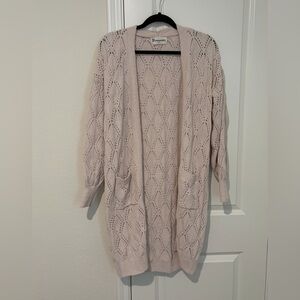 No Boundaries Light Pink Open Knit Cardigan